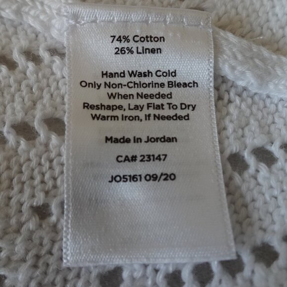 Talbots Open Knit Sweater Women's Plus Size 3X White Linen Blend Pullover - Picture 6 of 6